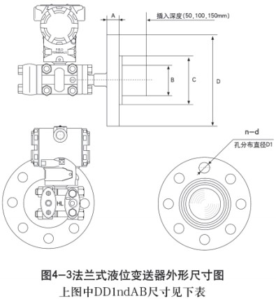 液氧罐液位計法蘭式外形尺寸圖